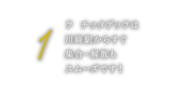 ①ラ チッタデッラは川崎駅からすぐ